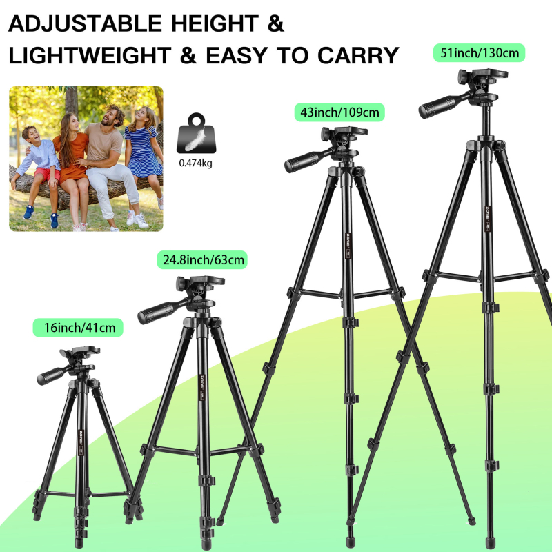 ZoMei Q130 Tripod pre živé vysielanie pre mobilný telefón, Bluetooth selfie držiak, Zliatinová konštrukcia, 4 sekcie, Prenosný