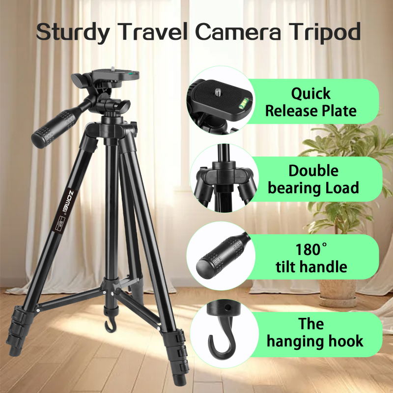 ZoMei Q130 Tripod pre živé vysielanie pre mobilný telefón, Bluetooth selfie držiak, Zliatinová konštrukcia, 4 sekcie, Prenosný