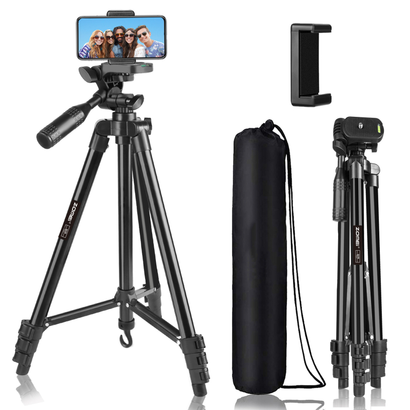 ZoMei Q130 Tripod pre živé vysielanie pre mobilný telefón, Bluetooth selfie držiak, Zliatinová konštrukcia, 4 sekcie, Prenosný