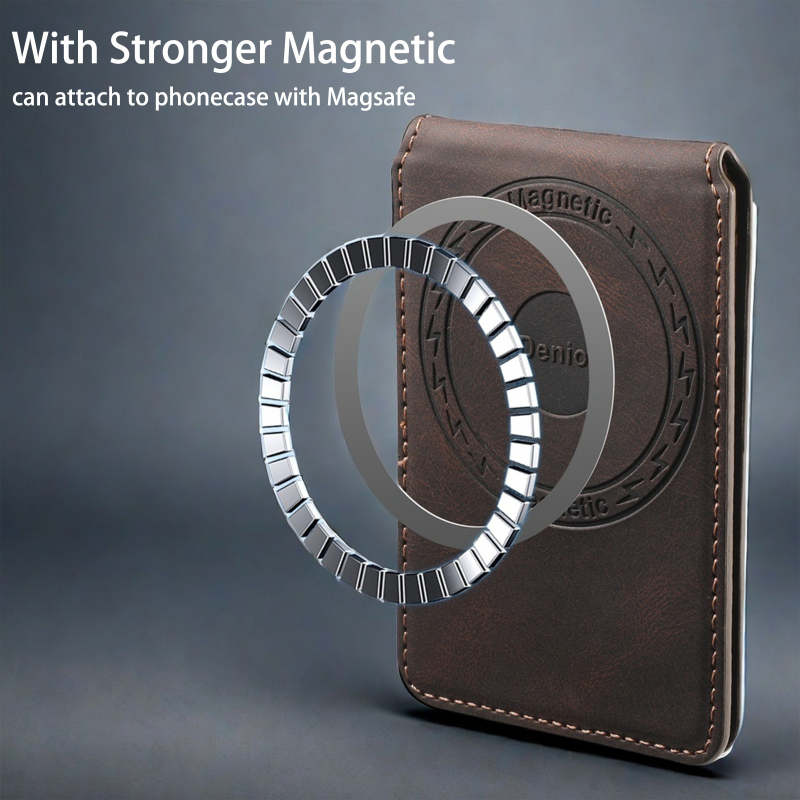 Denior държач за карти със скоба и MagSafe, изкуствена кожа, ръчна изработка, ретро стил