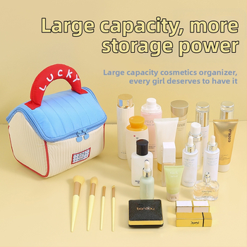 Τσάντα μακιγιάζ, στυλ handbag, βαμβακερό ύφασμα, πολυχρηστική, για ταξίδι, ελαφριά πολυτέλεια