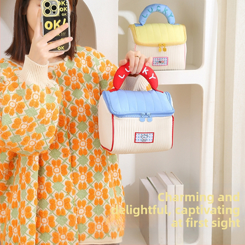 Τσάντα μακιγιάζ, στυλ handbag, βαμβακερό ύφασμα, πολυχρηστική, για ταξίδι, ελαφριά πολυτέλεια