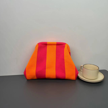 Női kötött kézitáska – poliészter, városi egyszerű stílus, 3D formájú táska, Velcro-zárás, telefontartó zseb