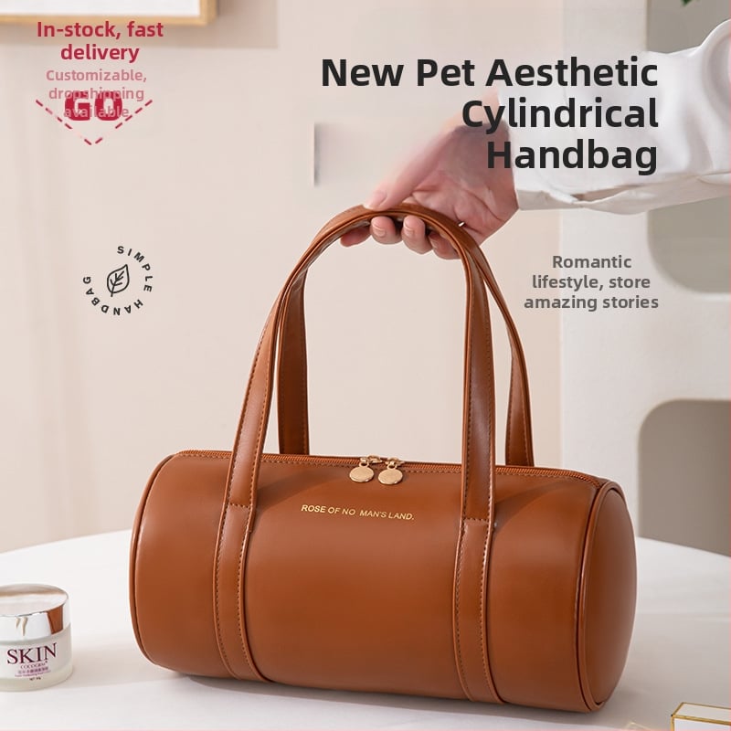 Cilindriskā PVC kosmētikas soma — korejiešu stila, daudzfunkcionāls ceļojumu organizētājs