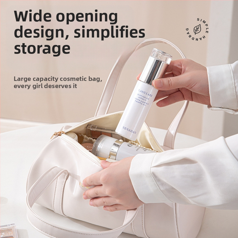 Цилиндрична PVC чанта за козметика — корейски стил, мултифункционален пътнически органайзер