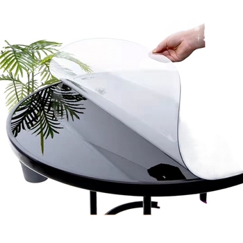 Кръгла прозрачна PVC подложка за маса, водоустойчива и устойчива на мазнини, с растителен модел