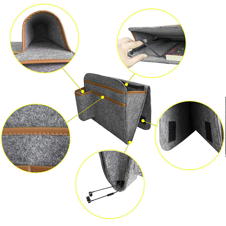 Чанта за съхранение до леглото - прост и модерен стил, нетъкан текстил, стенно монтиране, подходяща за CD, списания, канцеларски материали и книги