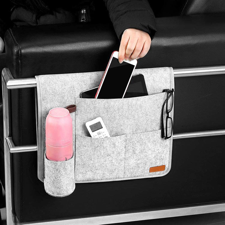 Чанта за съхранение до леглото - прост и модерен стил, нетъкан текстил, стенно монтиране, подходяща за CD, списания, канцеларски материали и книги