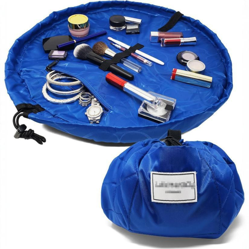 Geantă de cosmetică cu spațiu pentru pensule, capacitate mare, geantă de voiaj pentru baie, închidere cu șnur, material poliester, design universal