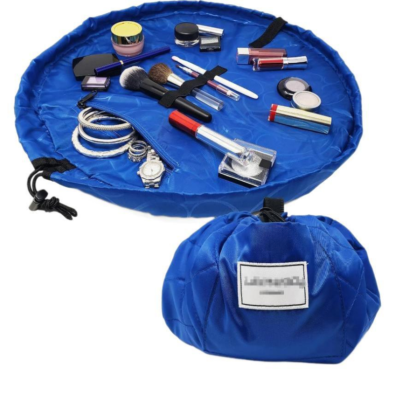 Geantă de cosmetică cu spațiu pentru pensule, capacitate mare, geantă de voiaj pentru baie, închidere cu șnur, material poliester, design universal