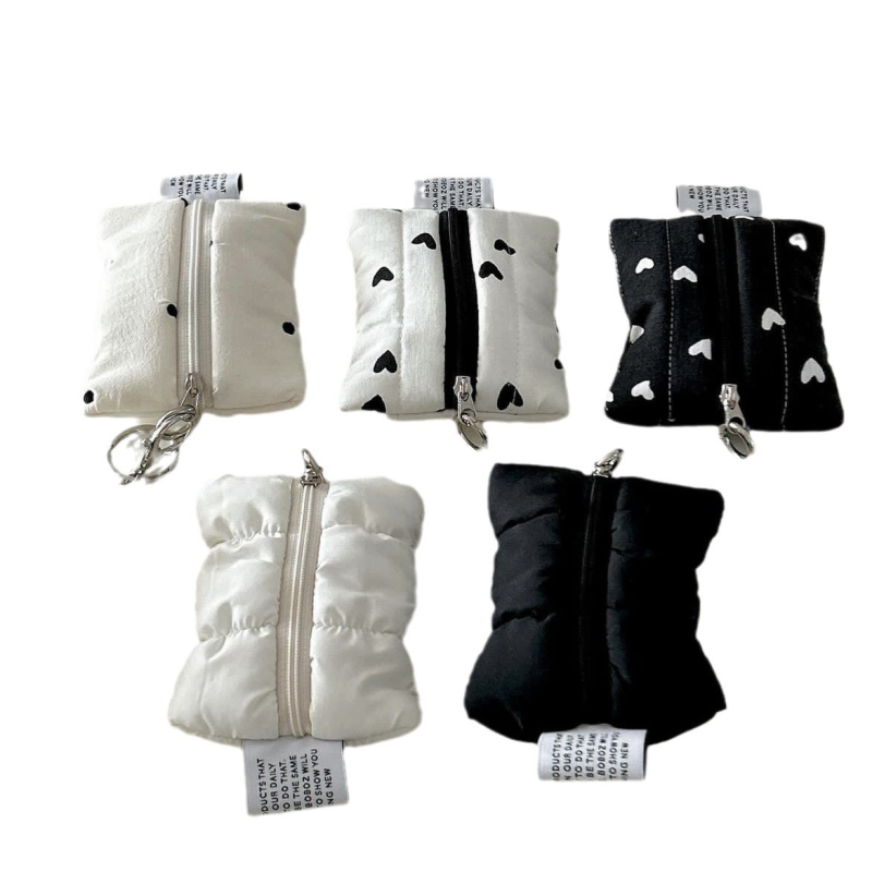 Novčanik za sitne novčiće, poliester, točkasti uzorak i srca, urbano minimalistički stil, unisex