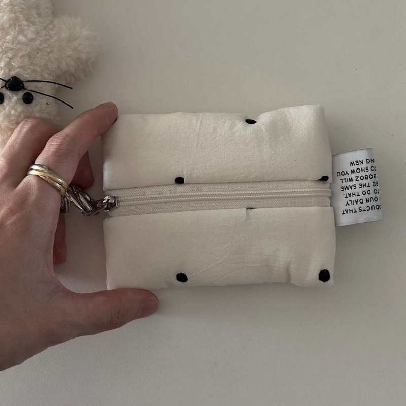 Novčanik za sitne novčiće, poliester, točkasti uzorak i srca, urbano minimalistički stil, unisex