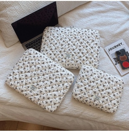 Gėlių planšetinio kompiuterio ir nešiojamojo apsauginė rankinė – ultra lengva, medvilnė ir linas, vidus drobė, gėlių raštas