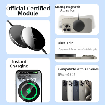 Curry Nari magnētiskais bezvadu lādētājs iPhone – 15W MagSafe, PD ātrā uzlāde, 18W kopējā jauda