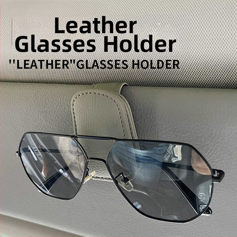 Държач за очила за автомобил със щипка и държател за карти за слънчев визьор - PU кожа, произход Уензоу, персонализация налична