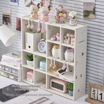 Τριών επιπέδων επιτραπέζιο ράφι αποθήκευσης με PVC-ξύλο-πλαστικό, πολυλειτουργικός οργανωτής γραφείου