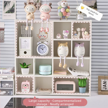 Τριών επιπέδων επιτραπέζιο ράφι αποθήκευσης με PVC-ξύλο-πλαστικό, πολυλειτουργικός οργανωτής γραφείου