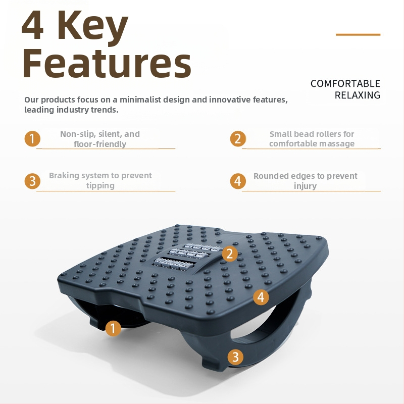 Подложка за крак под бюрото, антихлъзгаща се люлееща се табуретка, пластмасова с PP пълнеж, персонализируема, модел Shake upgraded pedal
