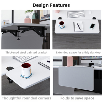 Επέκταση γραφείου με υποβράχιο - πτυσσόμενο, χωρίς διάτρηση, 6 στρώσεις από χάλυβα άνθρακα, εγκατάσταση πάνω στο γραφείο, πολλαπλών χρήσεων