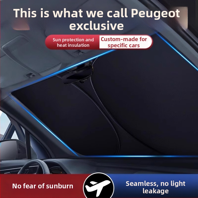 Mairichi automobilio priekinio stiklo saulės skydelis – aliuminio folija, šilumos izoliacija, diegimas kortelės tipo, suderinamas su Peugeot 308/408/508/307/4008