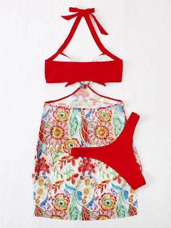 Σετ μπικίνι 3 τεμαχίων με halter και επενδυμένες κάψες; ύφασμα πολυεστέρα-ελαστάν 80/20; επένδυση υψηλής ελαστικότητας 20% ελαστάν