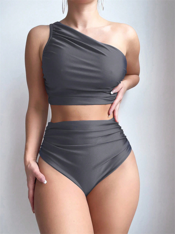Dvije dijelni bikini s plisiranjem, umetci za prsa, bez metalne potpore, poliester 82%