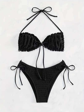 Σετ μαγιό παραλίας τριών τεμαχίων με μαξιλαράκια για το στήθος, υψηλή ελαστικότητα, ύφασμα πολυεστέρα 82% με επένδυση 18%