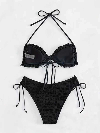 Σετ μαγιό παραλίας τριών τεμαχίων με μαξιλαράκια για το στήθος, υψηλή ελαστικότητα, ύφασμα πολυεστέρα 82% με επένδυση 18%