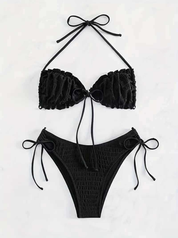 Σετ μαγιό παραλίας τριών τεμαχίων με μαξιλαράκια για το στήθος, υψηλή ελαστικότητα, ύφασμα πολυεστέρα 82% με επένδυση 18%