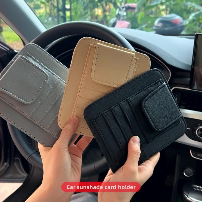 Клип за очила и калъф за кола от PU кожа – марка DUKU, функции: клип за очила, държател за билети, държател за сертификати, за козирка, дълъг експлоатационен живот