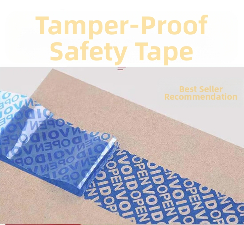 Антифалшификационна лента за опаковане с персонализируемо съдържание на дума, защита против подправяне и кражба, 50 μm дебелина; основа Bopp; лепило на маслена основа; вискозитет 12N; статично сцепление 1440 мин