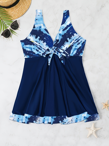 Costum de baie damă, dintr-o singură piesă, floral, spate gol, fără mâneci, croială strânsă, elasticitate mare, poliester cu căptușeală din spandex 18%