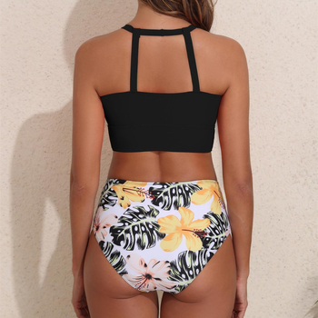Dva dijelni bikini – visok struk za prekrivanje trbuha, jastučić za grudi, najlon tkanina s podstavom poliester-elastan, za plivanje i vodene sportove