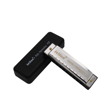 FeiFan ZX-10 хармоника за начинаещи, блюз диатонична в C; 10 дупки, златно покритие на капачката, звук от смола; подходяща за деца 7–14.