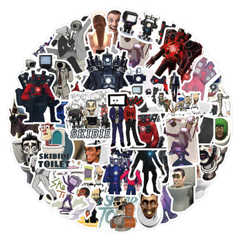 Σετ αυτοκόλλητων: 50/100 χαρακτήρες Skibidi Toilet με Speakerman, Bosses και Audio Man; αδιάβροτη HD εκτύπωση; αυτοκόλλητο· σκανδιναβικού ύφους.