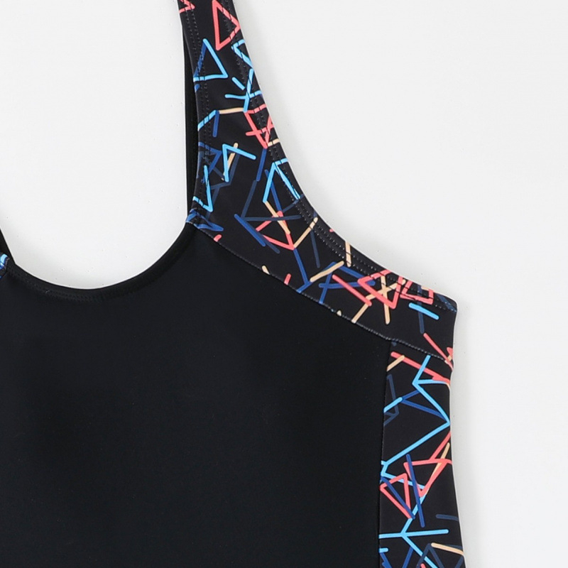 Jednostruki ženski kupaći kostim s printom, konzervativan stil, s jastučićima za grudi, bez čelične potporne konstrukcije