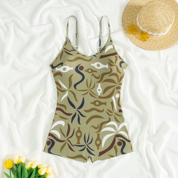 Ολόσωμο μαγιό για γυναίκες — χωρίς τιράντες, ανοιχτή πλάτη, με εκτύπωση, υψηλή μέση, γρήγορο στέγνωμα πολυεστέρα, επένδυση στήθους