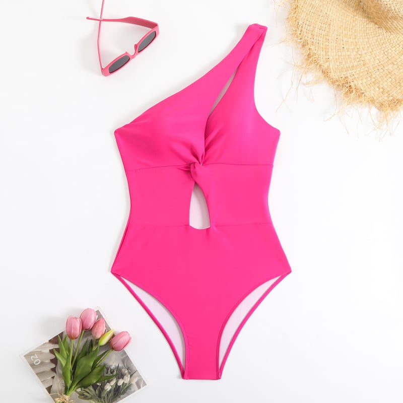 Costum de baie întreg pentru femei adulte, culoare solidă, fără mâneci, cu bretea pe un umăr, croială strânsă, elasticitate înaltă, burete la bust, fără suport metalic, potrivit pentru înot