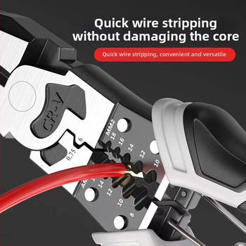 Njemački stil višenamenske kliješta, industrijske klase, s iglom nosom i dijagonalnim nosom, za skidanje izolacije, težina 0.25 kg, promjer rezanja 2 mm