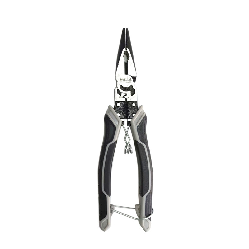 Njemački stil višenamenske kliješta, industrijske klase, s iglom nosom i dijagonalnim nosom, za skidanje izolacije, težina 0.25 kg, promjer rezanja 2 mm