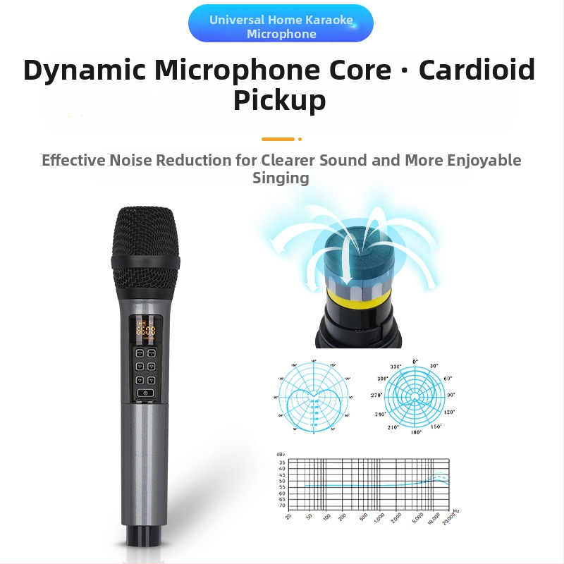 Микрофон за KTV/живи изпълнения, модел U540B - честотен диапазон 20 Hz–20 kHz, SNR ≥95 dB, сменяема батерия 1000–1200 mAh, време на работа 3–6 ч
