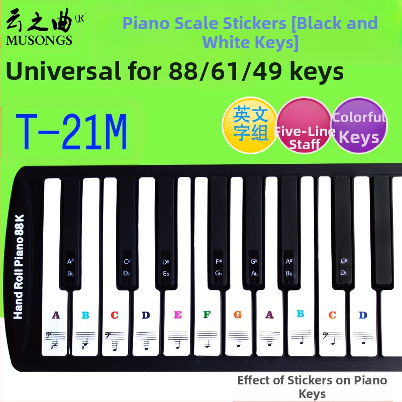 Nálepka na klávesy klavíra PVC, model T-21B, Music of the Clouds, OPP balenie, pôvod Shenzhen