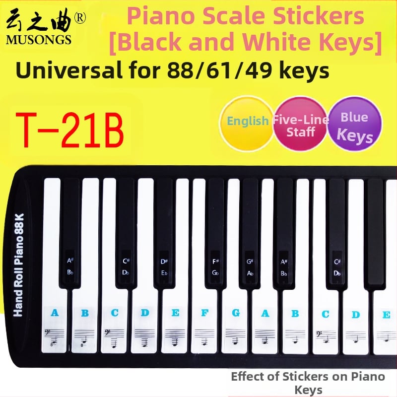 Nálepka na klávesy klavíra PVC, model T-21B, Music of the Clouds, OPP balenie, pôvod Shenzhen