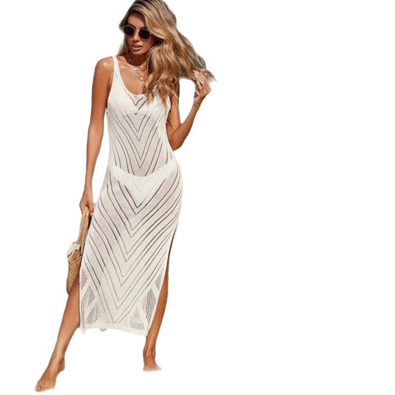 Junxuan Γυναικείο Κάλυμμα Παραλίας Για Μαγιό – Πλεκτό Διάτρητο Σχέδιο, 80% Πολυεστέρας, Επένδυση Πολυπεστερας, 234 g