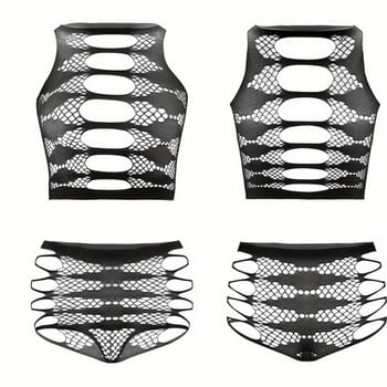 Σεξουαλικό σετ εσωρούχων δύο τεμαχίων – σουτιέν με κοψίματα, αποπλανητικός σχεδιασμός, νάιλον-σπαντέξ, 90–95% νάιλον, καλοκαίρι 2025