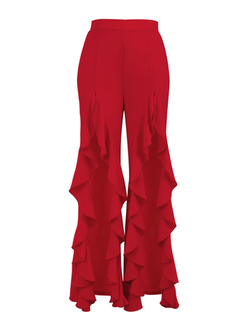 Дамски ежедневни панталони, леко разкроени, с цепка, градски стил, свободен силует (полиестер 95%+, микроеластичност, средна талия, свободен силует)