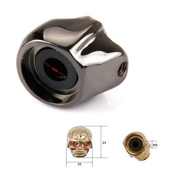 Метална капачка за потенциометър за електрическа китара и бас с дизайн на череп — включва гаечен ключ