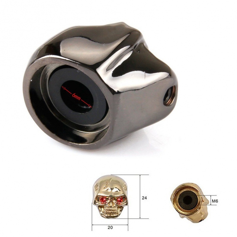 Метална капачка за потенциометър за електрическа китара и бас с дизайн на череп — включва гаечен ключ