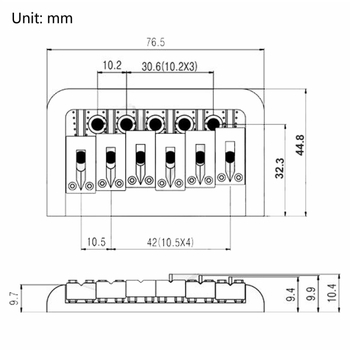 6-χορδικό седло γέφυρας για ηλεκτρική κιθάρα με σκληρή γέφυρα, συμβατό με Stratocaster/Telecaster; υλικό: κράμα μετάλλων; βάρος: 138 g; συσκευασία: OPP σακούλα