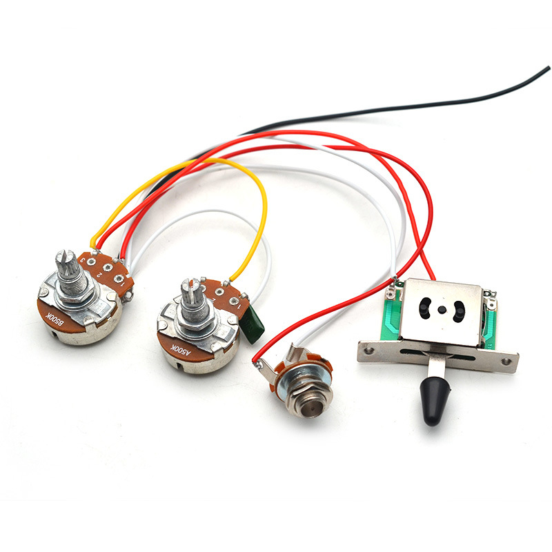 Гитарен контролен възел с 1 тон, 1 обем, 500k потенциометър и 5-позиционен превключвател